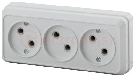 Розетка Intro Quadro 2-205-01 без заземления трехместная 3х2P, 16А-250В, IP20, ОУ, белый