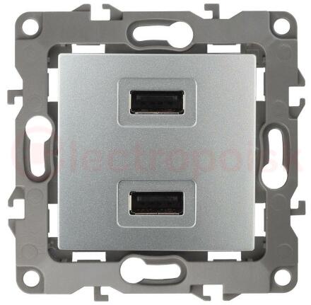 Устройство зарядное USB, 5В-2100мА, Эра12, алюминий, 12-4110-03