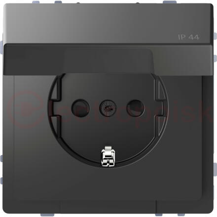 Розетка D-Life 16А с заземляющим контактом и      крышкой I44 антрацит SD
