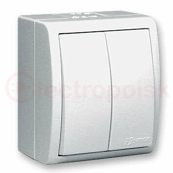 Simon15 Aqua Выключатель двухклавишный IP54 10А 250В винтовой зажим S15A белый